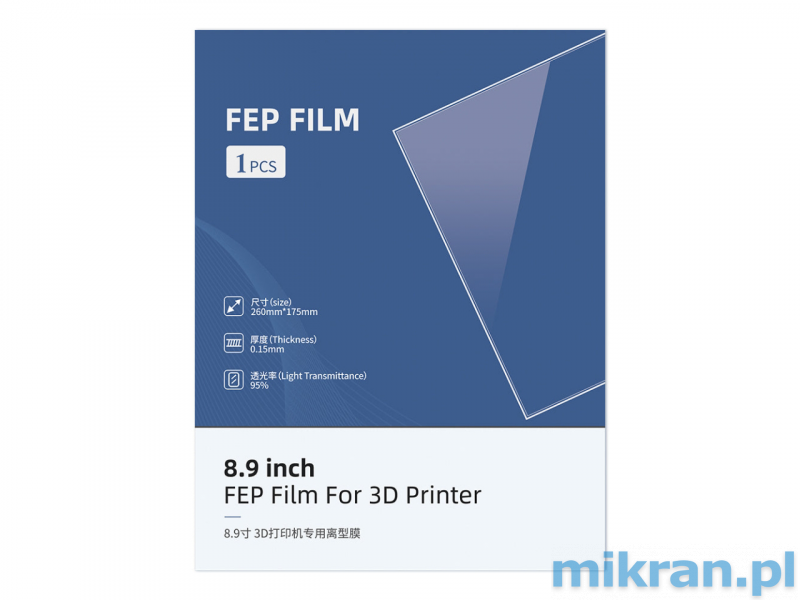 Folie (FEP-film) voor Photon Mono X- en Photon Mono X 6K-printers, 5 stuks.