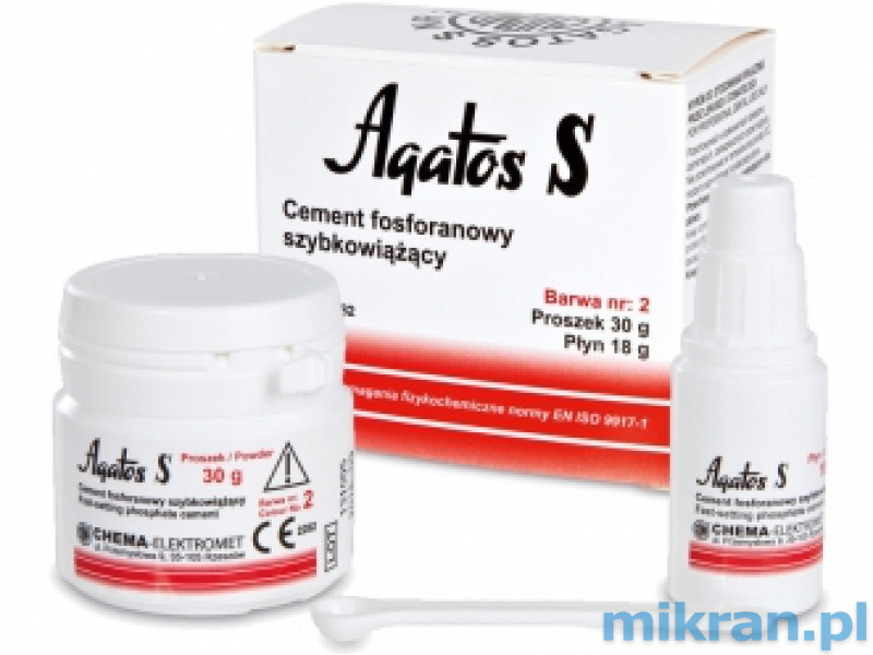Agatos S cement szybkowiążący 30g+18g płynu