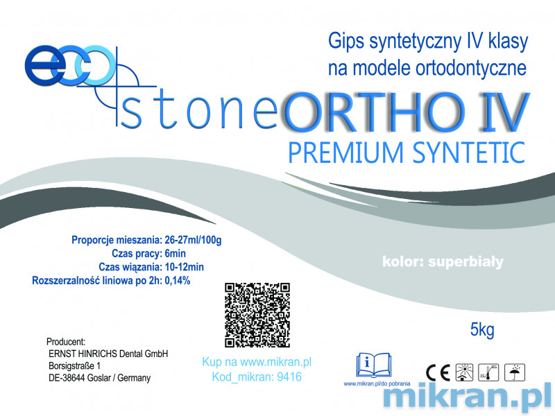 Gips klasse IV EcoStone Ortho Premium superwit 5kg